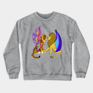 lion and Tiger with wings Crewneck Sweatshirt